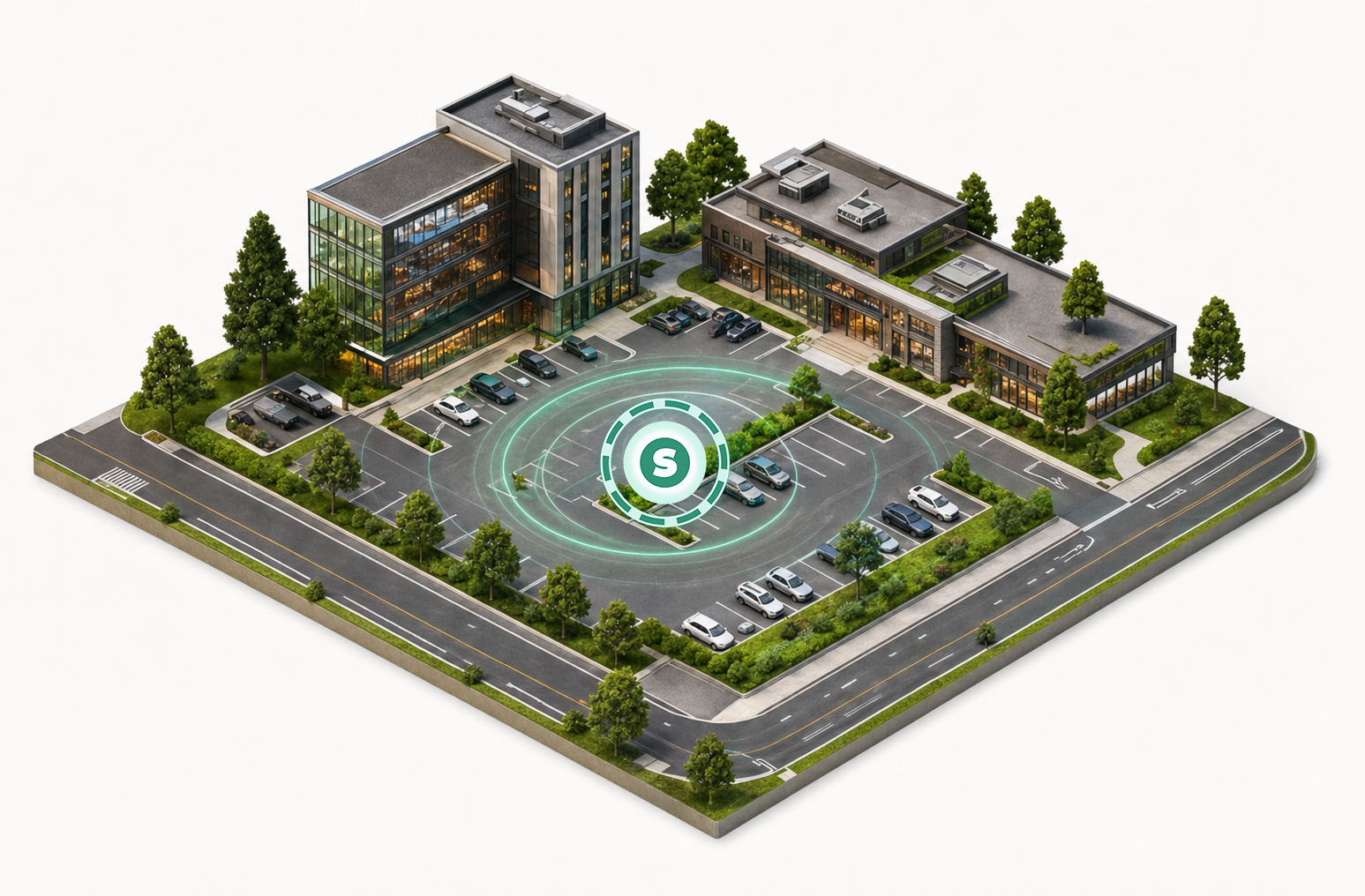OpenSpots connected parking platform across a commercial property